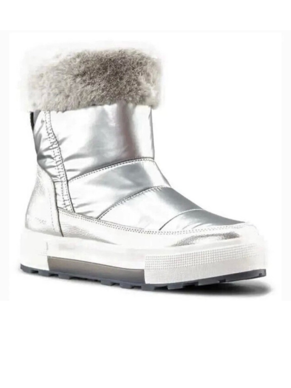 Cougar Silver Metallic Fur-Trim Ankle Boot